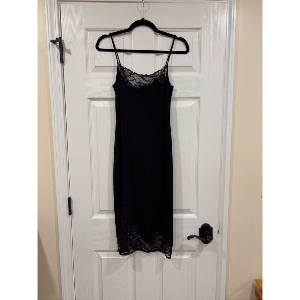Vintage/Vtg BCBGMaxAzria Women's Floral Lace Slip Dress Y2K Memorabilia Black Sm